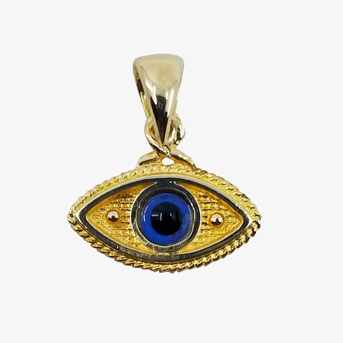 14K Yellow Gold Evil Eye Charm, Eye Shape