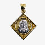 14K Yellow Gold Filigree Pendant with 14K White Gold Madonna