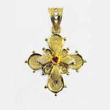 18K Gold Cross with Ruby