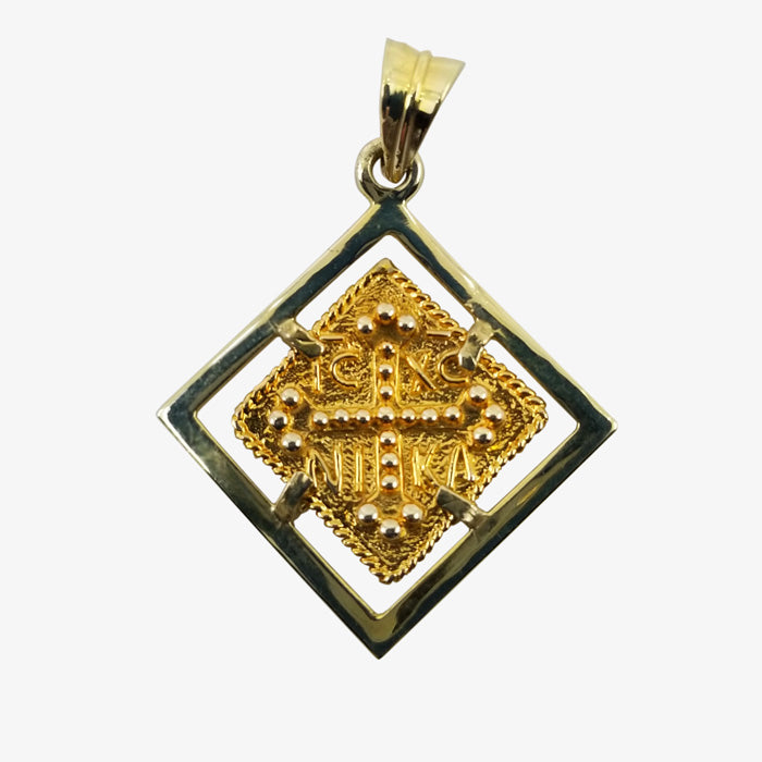 14k Solid Gold Pendant, St Constantine & St Helen IC XC