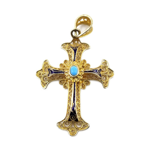 18K Gold Filigree Style Cross