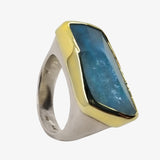 18K Gold Sterling Silver and Aquamarine Ring