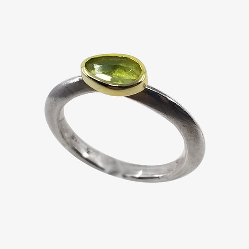 18K Gold Sterling Silver Peridot Ring