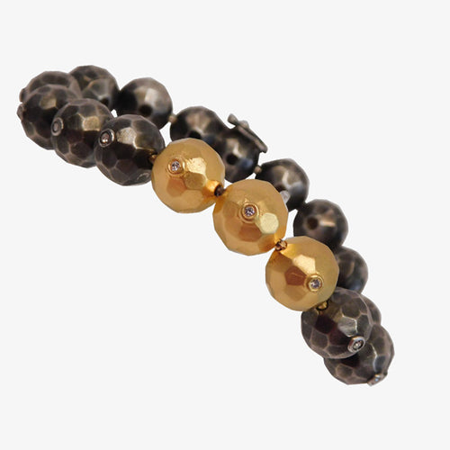 24K Gold and Rhodium Plated Diamond Bracelet