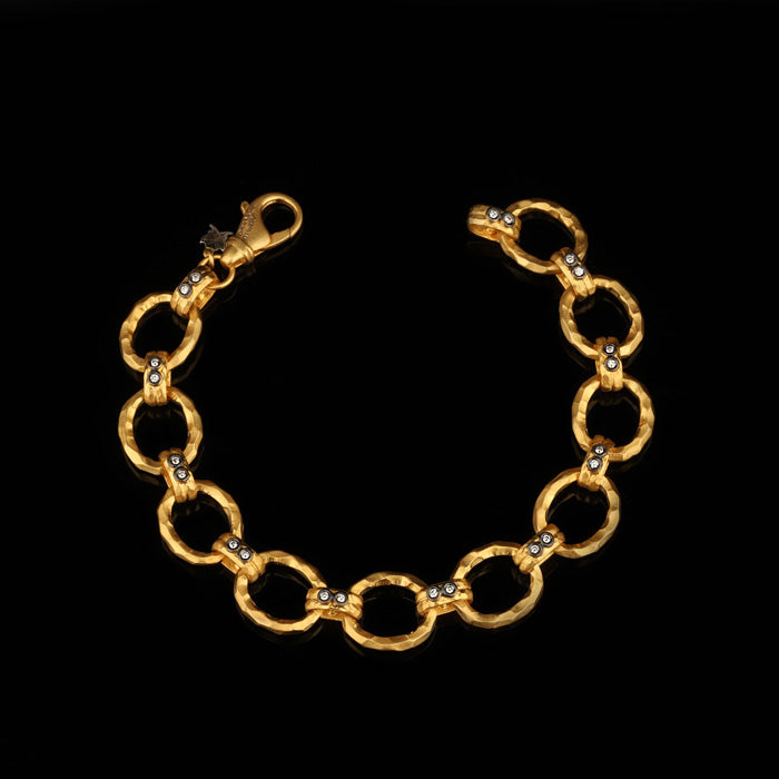 24K Yellow Gold over Silver Bracelet with Diamonds