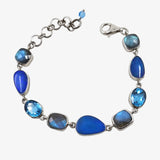 Sterling Silver Bracelet with Blue Topaz, Opal, Laboradite