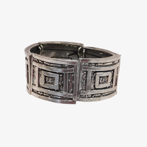Pewter Greek Key Stretch Bracelet