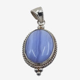 925 Sterling Silver Pendant with Blue Lace Agate Stone