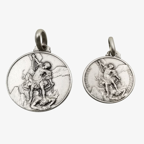 Sterling Silver St. Michael Pendant, Matte Finish