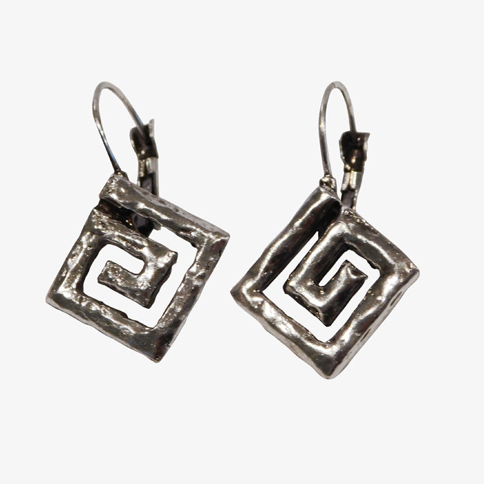 Sterling Silver over Bronze Greek Key Earrings