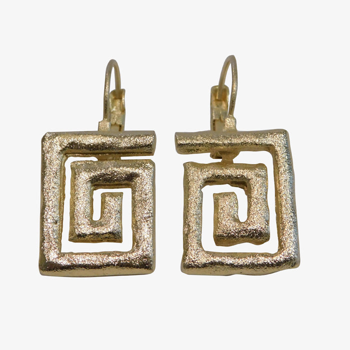14K Gold over Bronze Greek Key Earrings