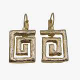 14K Gold over Bronze Greek Key Earrings
