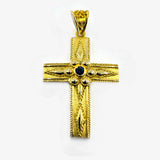 18K Yellow Gold Cross with Sapphire