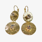 14K Gold over Bronze Disc Earrings with Swarovski Crystals