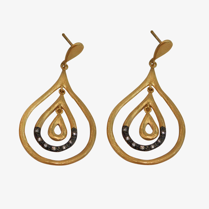 24K Gold and Rhodium Plated Diamond Earrings
