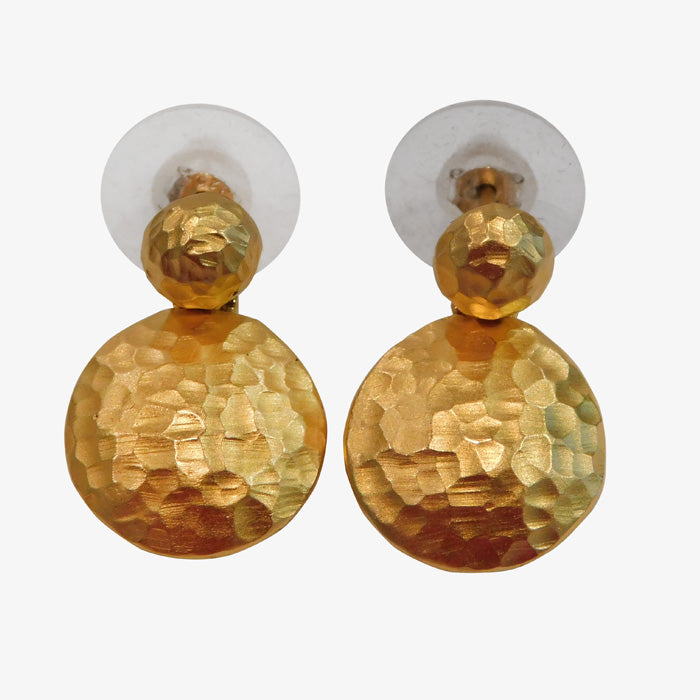 24K Gold and  Rhodium Plated Hammered Earrings