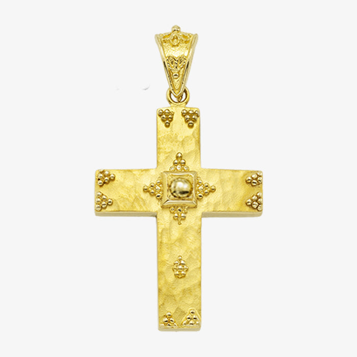 18K Solid Yellow Gold Cross