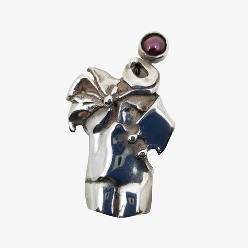 Sterling Silver and Garnet Pin