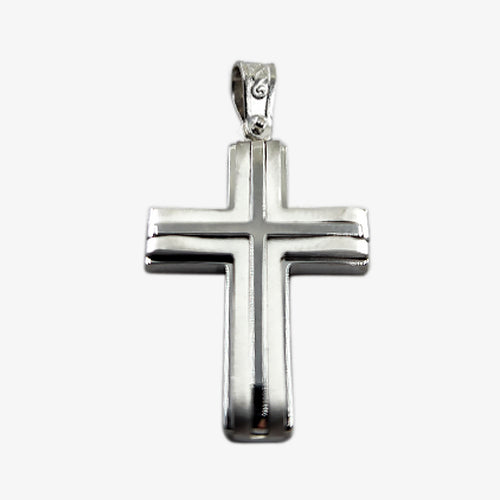 14K White Gold Cross Solid