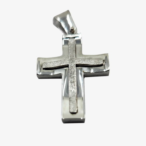 14K White Gold Cross - Solid