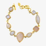 18K Gold over Silver Bracelet with Rough Cut Moonstone