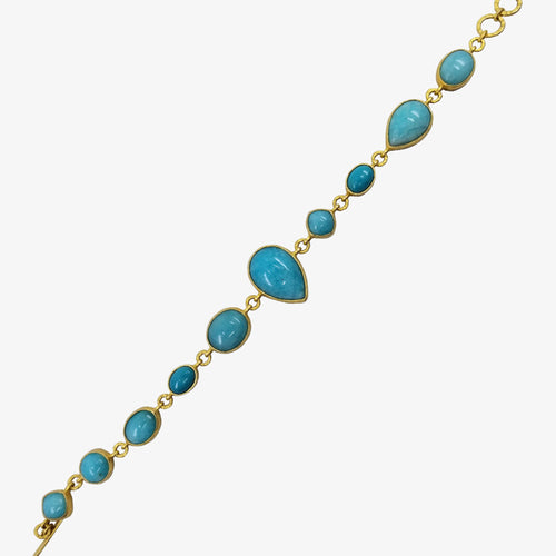 18K Gold over Silver, Larimar Bracelet