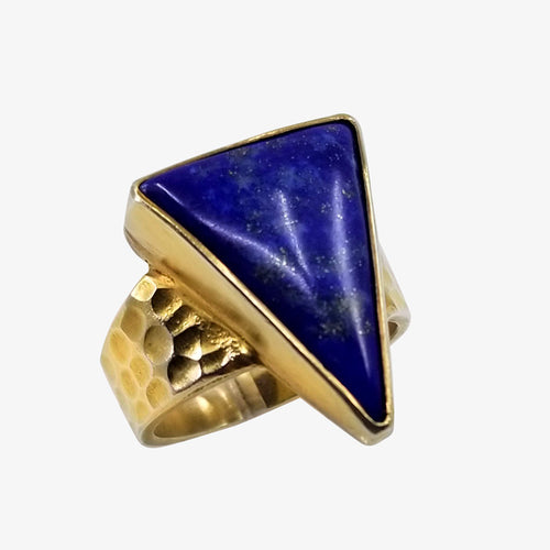 18K over Silver Ring with Lapis stone