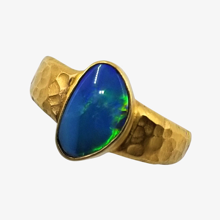 18K Gold over Silver Ring with Opal Stone
