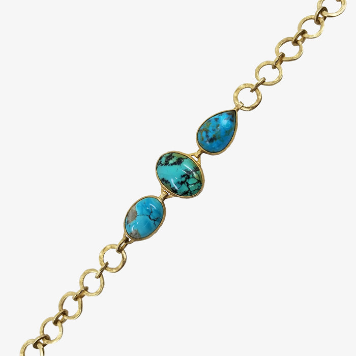 18K Gold over Silver and Turquoise Bracelet