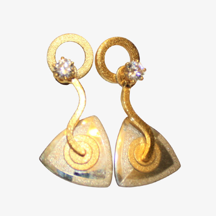 18K Gold and Silver Vermeil Drop Earrings with Clear Crystal