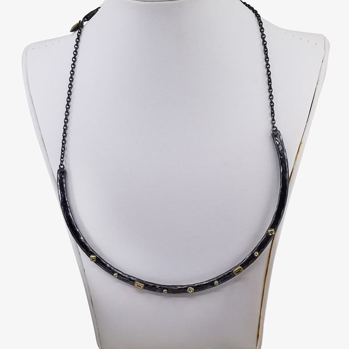 Anodized Silver Necklace with Diamonds