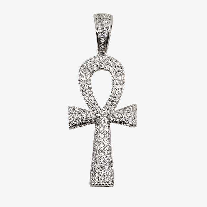 Sterling Silver and Cubic Zirconia Ankh Cross
