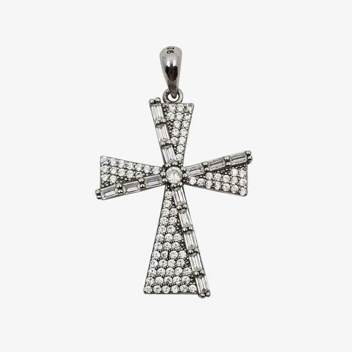 Sterling Silver Cubic Zirconia Byzantine Cross