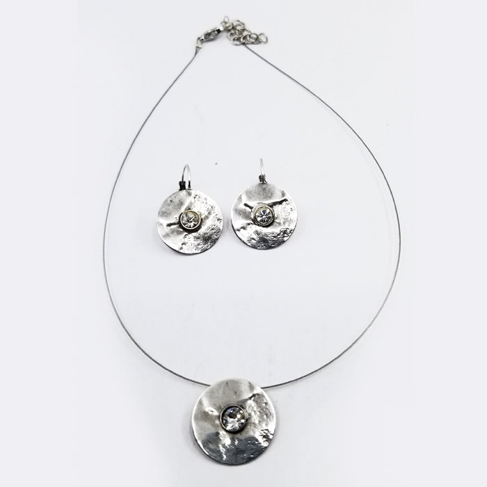 Sterling Silver over Bronze Earrings and Necklace Set