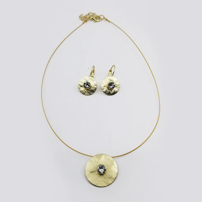 14K Gold Plated over Bronze Earrings and Necklace Set