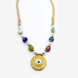 Gold Plated Multi-Colored Eye Necklace