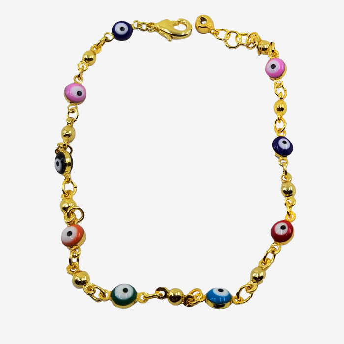 Gold Plated Multi Colored Eye Bracelet