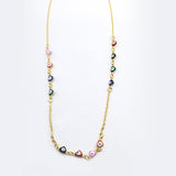 Gold Plated Eye Necklace - Multi-colored