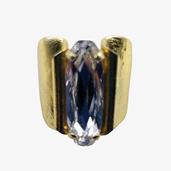 14K Gold over Bronze Greek Ring with Swarovski Crystal