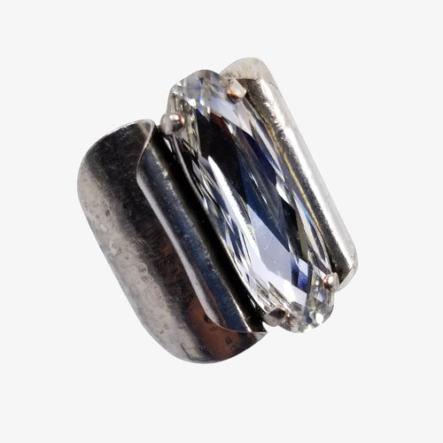 Sterling Silver over Bronze Ring with Swarovski Crystal