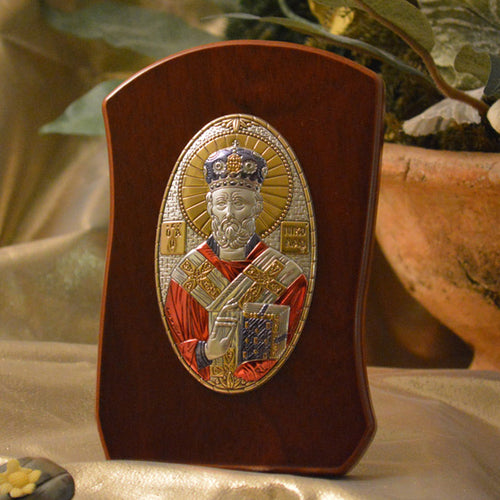 Italian Silver Greek Orthodox Saint Nicholas Icon (2 Versions)