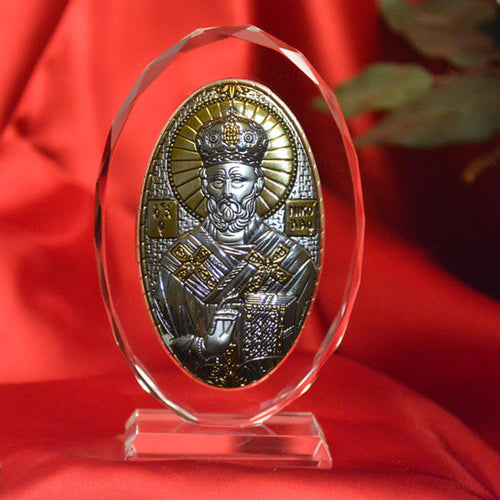 Italian Silver Greek Orthodox Saint Nicholas Icon (2 Versions)