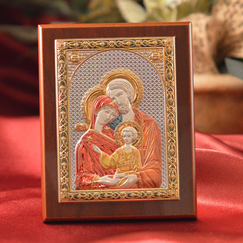 Italian Silver Greek Orthodox Holy Family Icon (2 Styles)