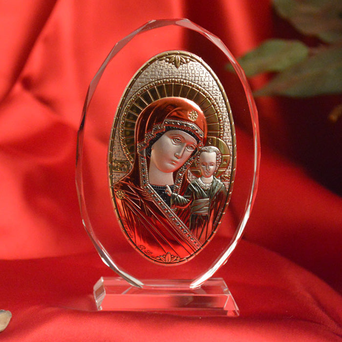 Italian Silver Greek Orthodox Lady Mary icon (2 Styles)