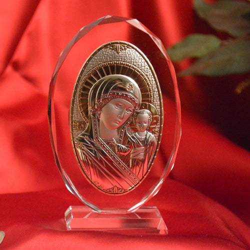 Italian Silver Greek Orthodox Lady Mary icon (2 Styles)
