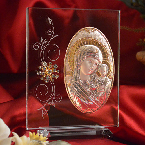 Italian Silver Greek Orthodox Mother Mary icon (2 Styles)