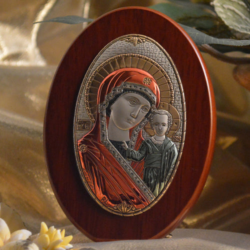 Italian Silver Greek Orthodox Mother Mary Icon (2 Versions)