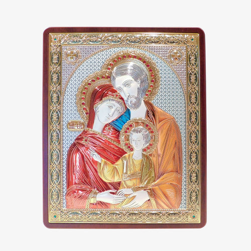 Silver/Mahogany Holy Family Icon