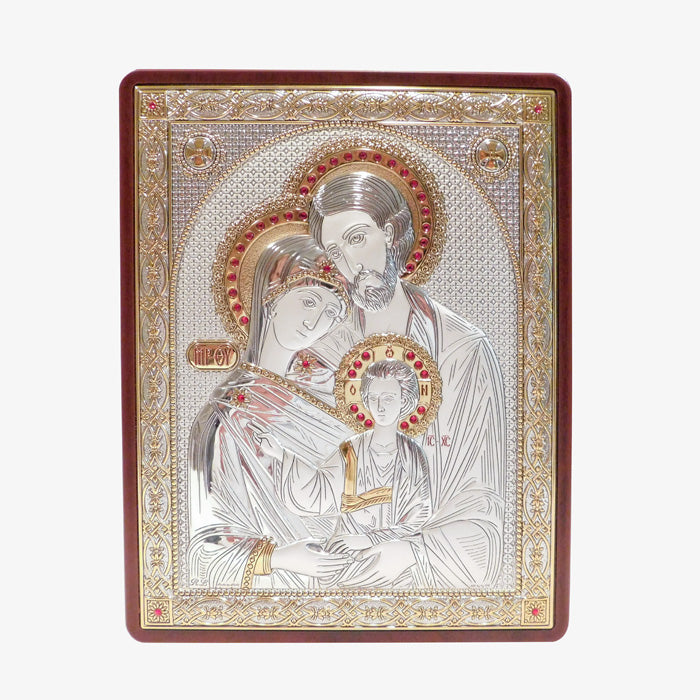 Silver/Mahogany Holy Family Icon