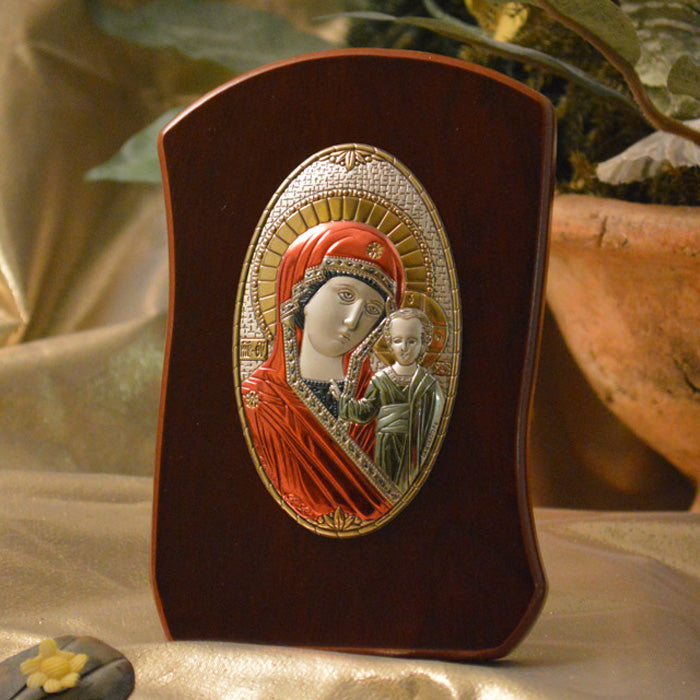 Italian Silver Greek Orthodox Lady Mary Icon (2 Styles)